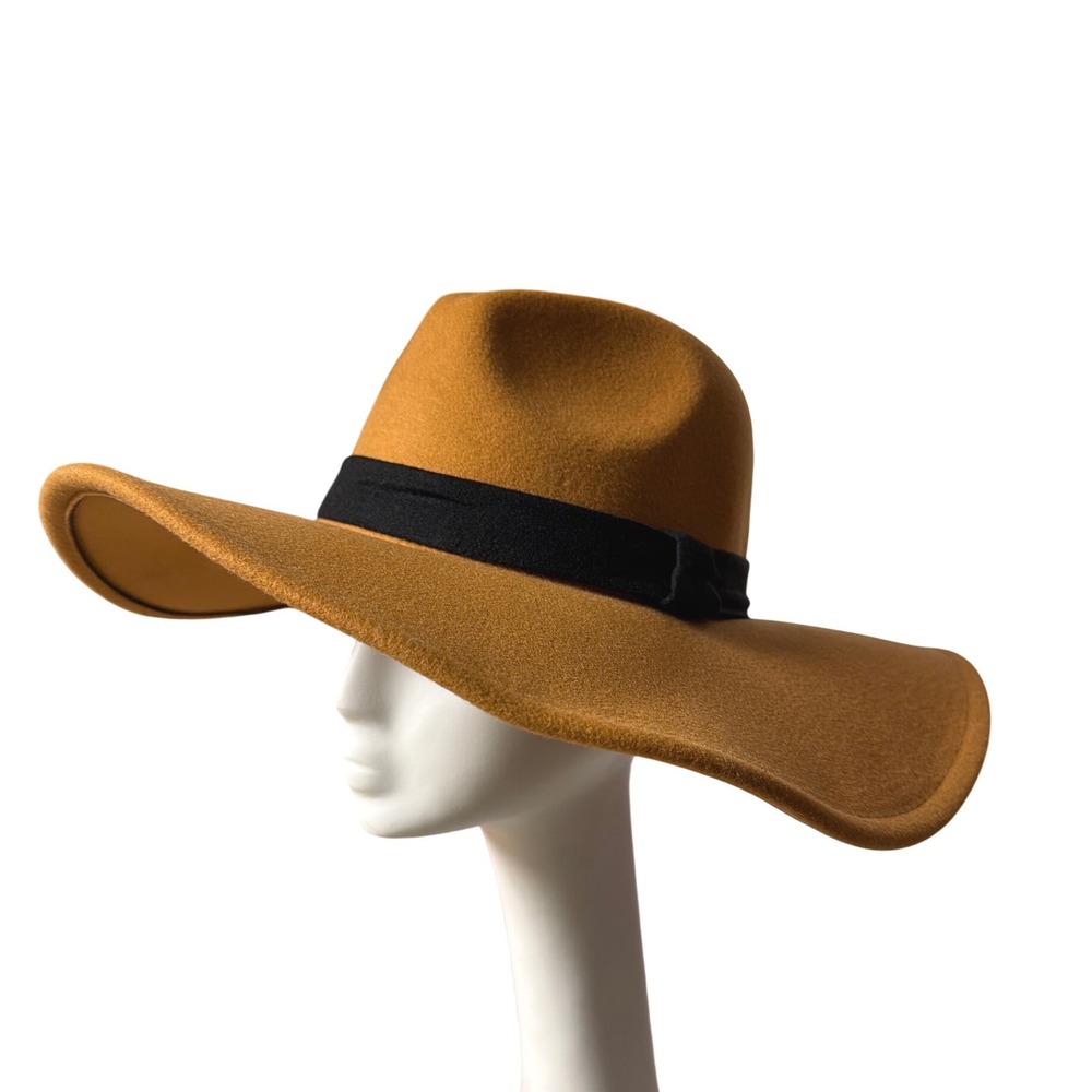 French Connection Tan Faux Suede Wide Brim Fedora Hat NWT HB-FCSDFD-001-S